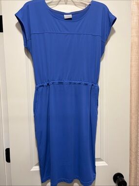 Columbia Royal Blue Pull‑On Midi Dress with Drawstring Waist